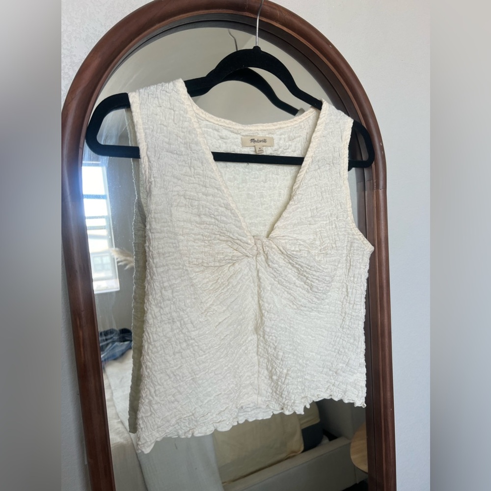 Madewell Popcorn Knit Twist Front Sleeveless Crop Top